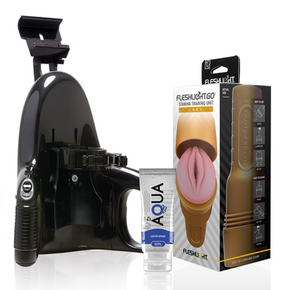 FLESHLIGHT - STAMINA GO TRAINING UNIT LADY + LANCIO UNIVERSALE + LUBRIFICANTE AQUA QUALITÀ 50 ML - FLESHLIGHT | Lingerie Harness Boutique
