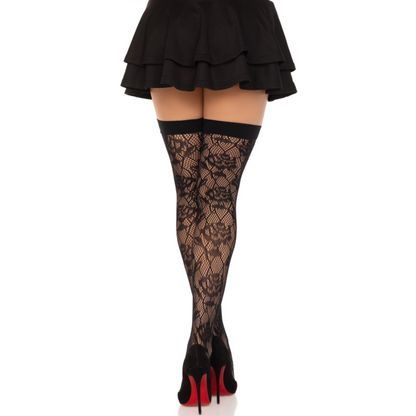 LEG AVENUE - WILD ROSES NET STOCK BLACK