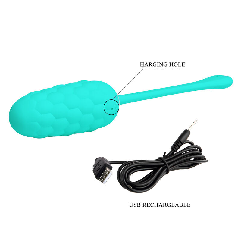 PRETTY LOVE - RECHARGEABLE MARINE TEXTURE VIBRATING EGG AQUA