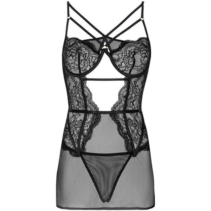 LIVCO CORSETTI FASHION - BARIRIN LC 90633 CAMICIA + PANTY NERO L/XL - LIVCO CORSETTI SETS | Lingerie Harness Boutique