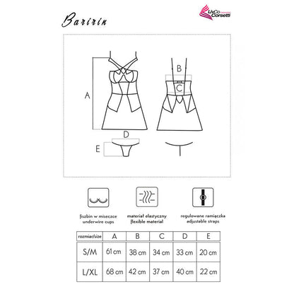 LIVCO CORSETTI FASHION - BARIRIN LC 90633 CAMICIA + PANTY NERO L/XL - LIVCO CORSETTI SETS | Lingerie Harness Boutique