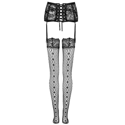 LIVCO CORSETTI FASHION - REGGISEGRIGLIE + CALZE NERO L/XL - LIVCO CORSETTI SETS | Lingerie Harness Boutique