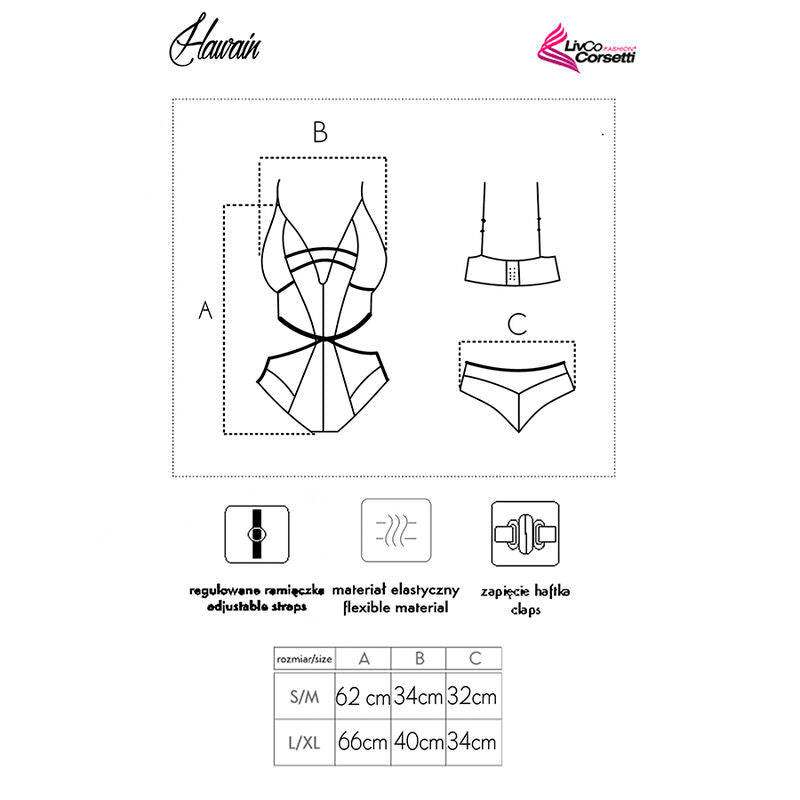LIVCO CORSETTI FASHION - HAWAIN LC 90665 BODY NERO L/XL - LIVCO CORSETTI BODIES | Lingerie Harness Boutique
