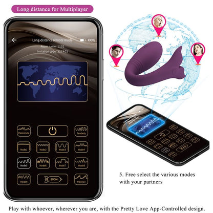 PRETTY LOVE - APP JAYLEEN VIBRATOR TELECOMANDO VIOLA - PRETTY LOVE LED | Lingerie Harness Boutique