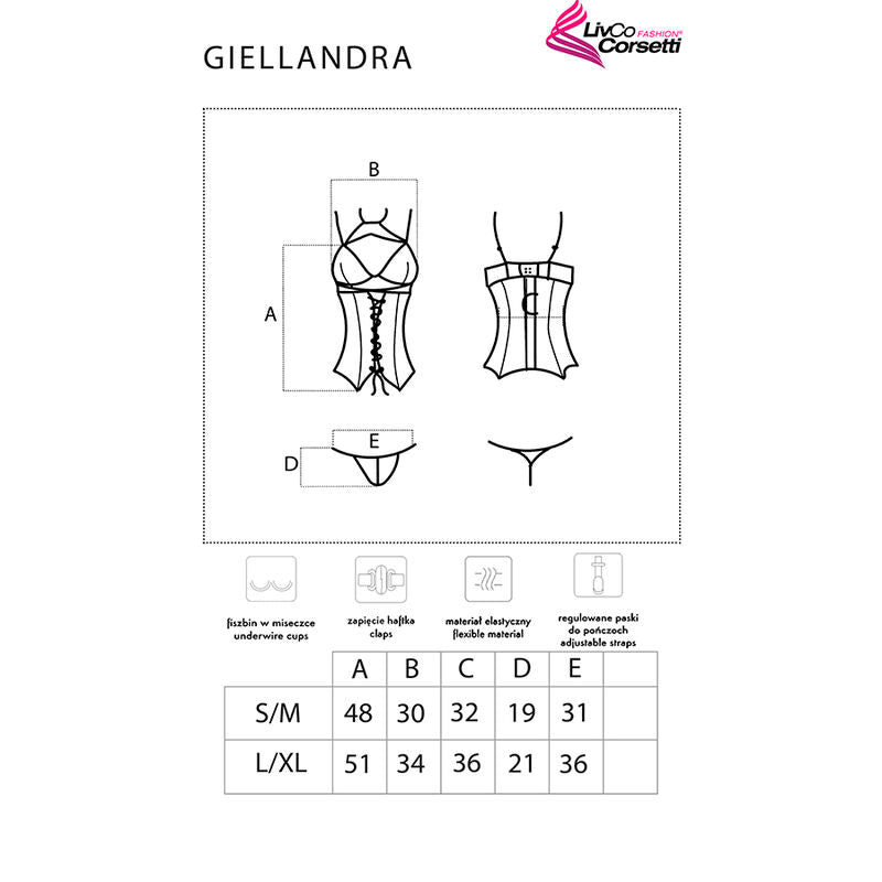 LIVCO CORSETTI FASHION - GIELLANDRA FOR THE SENSES COLLECTION CORSET + BLACK PANTY