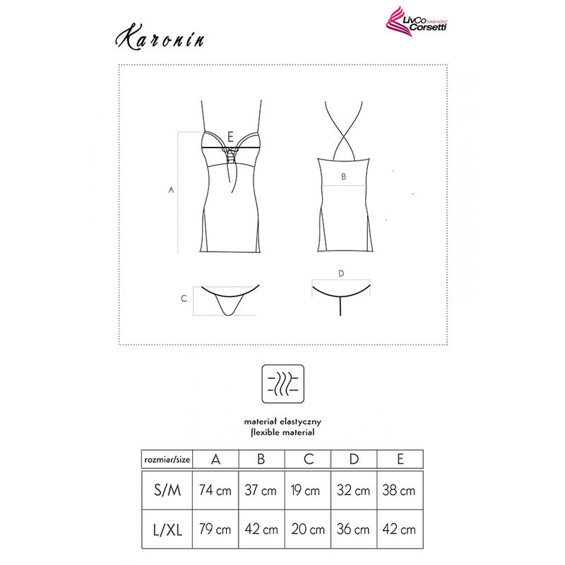 LIVCO CORSETTI FASHION - KARONIN LC 90628 CAMICIA + PANTY NERO L/XL - LIVCO CORSETTI SETS | Lingerie Harness Boutique