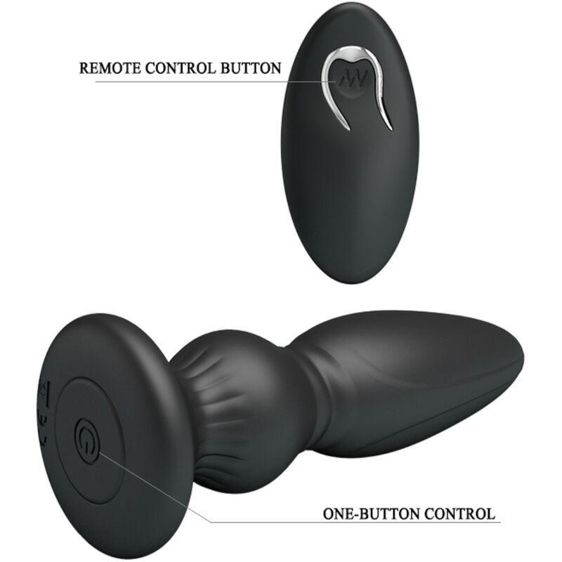 MR PLAY - POTENTE VIBRATORE TELECOMANDO PLUG ANALE NERO - MR PLAY | Lingerie Harness Boutique