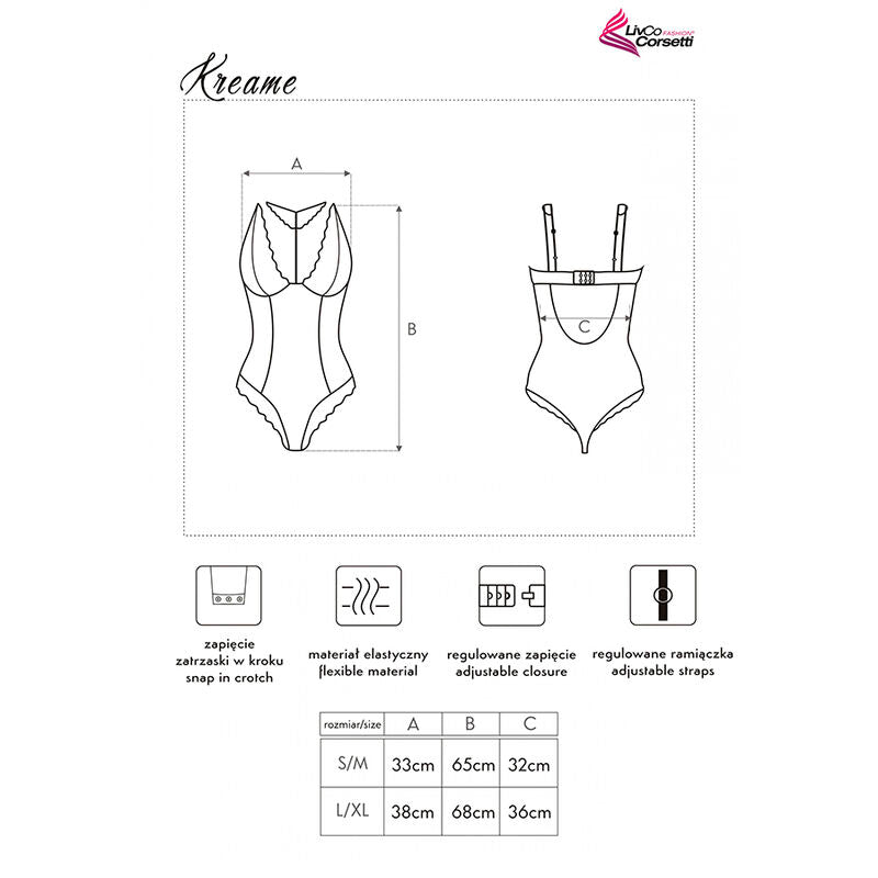 LIVCO CORSETTI FASHION - KREAME LC 90546 BODY NERO L/XL - LIVCO CORSETTI BODIES | Lingerie Harness Boutique
