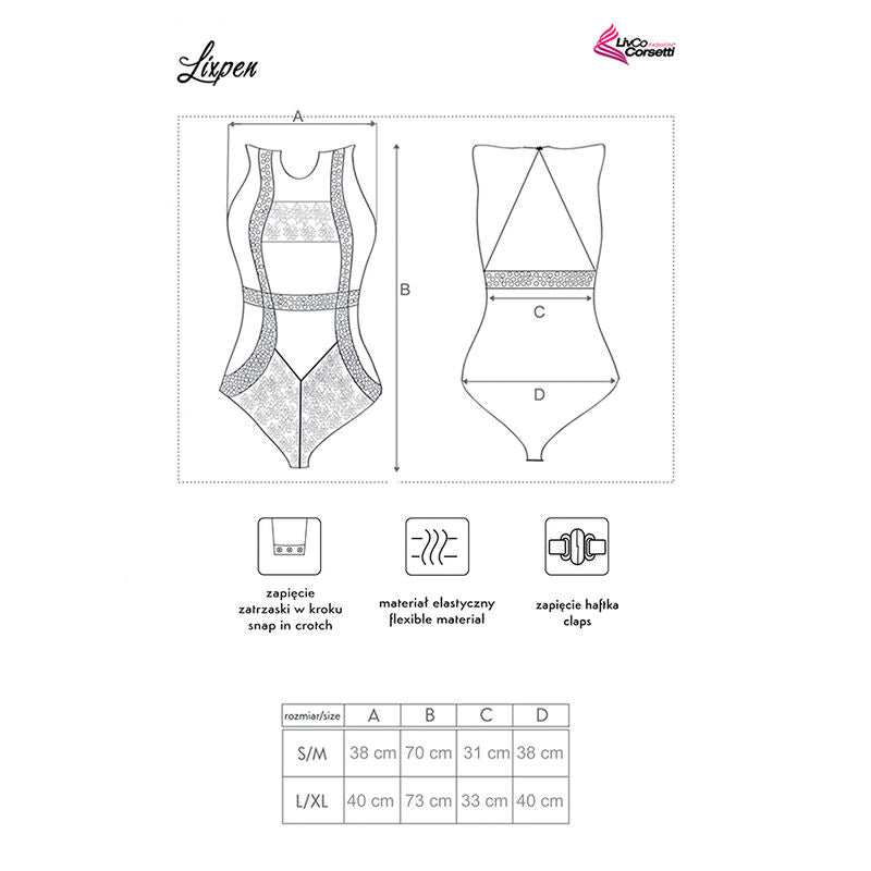 LIVCO CORSETTI FASHION - LIXPEN LC 90612 CORPO NERO L/XL - LIVCO CORSETTI BODIES | Lingerie Harness Boutique