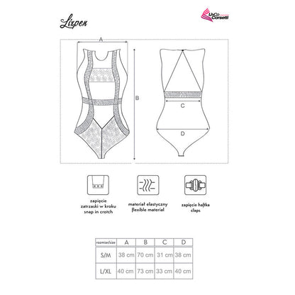 LIVCO CORSETTI FASHION - LIXPEN LC 90612 CORPO NERO L/XL - LIVCO CORSETTI BODIES | Lingerie Harness Boutique