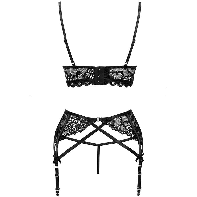 LIVCO CORSETTI FASHION - MORIDAM LC 90552 REGGISENO + REGGISENO + SLIP NEGRO L/XL - LIVCO CORSETTI SETS | Lingerie Harness Boutique