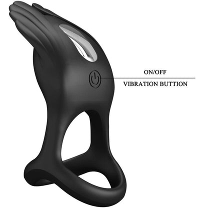 PRETTY LOVE - SILAS VIBRATING COCK RING 7 VIBRATIONS IN BLACK SILICONE