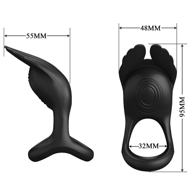 PRETTY LOVE - SILAS ANELLO PER PENE VIBRANTE 7 VIBRAZIONI IN SILICONE NERO - PRETTY LOVE MALE | Lingerie Harness Boutique