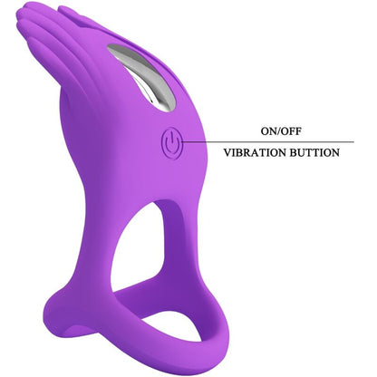 PRETTY LOVE - SILAS ANELLO PER PENE VIBRANTE 7 VIBRAZIONI IN SILICONE VIOLA - PRETTY LOVE MALE | Lingerie Harness Boutique