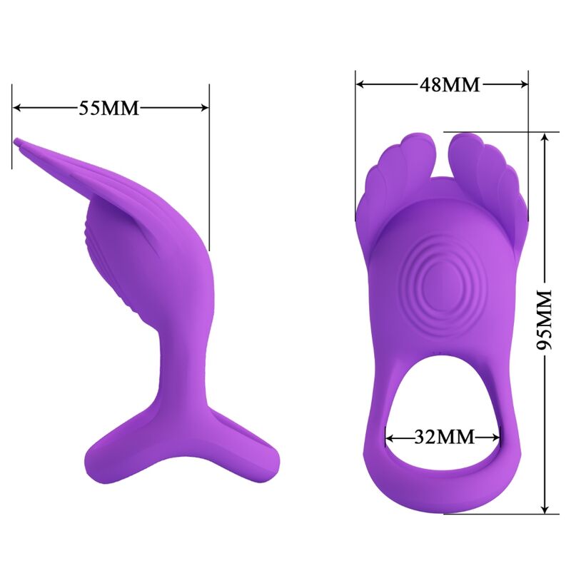 PRETTY LOVE - SILAS ANELLO PER PENE VIBRANTE 7 VIBRAZIONI IN SILICONE VIOLA - PRETTY LOVE MALE | Lingerie Harness Boutique