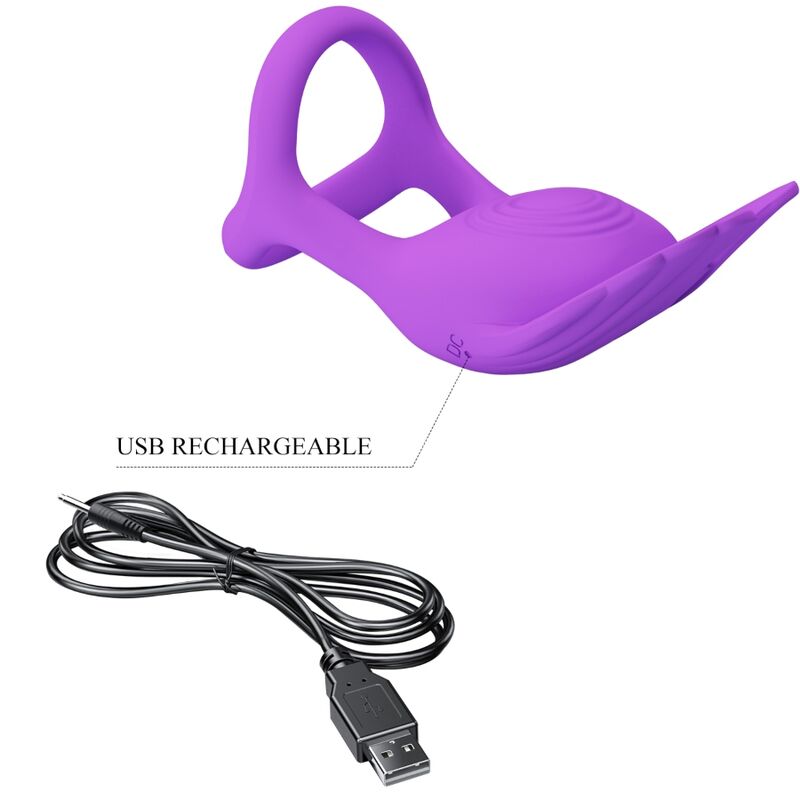 PRETTY LOVE - SILAS VIBRATING PENIS RING 7 VIBRATIONS IN PURPLE SILICONE