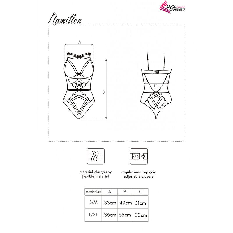 LIVCO CORSETTI FASHION - NAMILLEN LC 90528 BODY NERO L/XL - LIVCO CORSETTI BODIES | Lingerie Harness Boutique