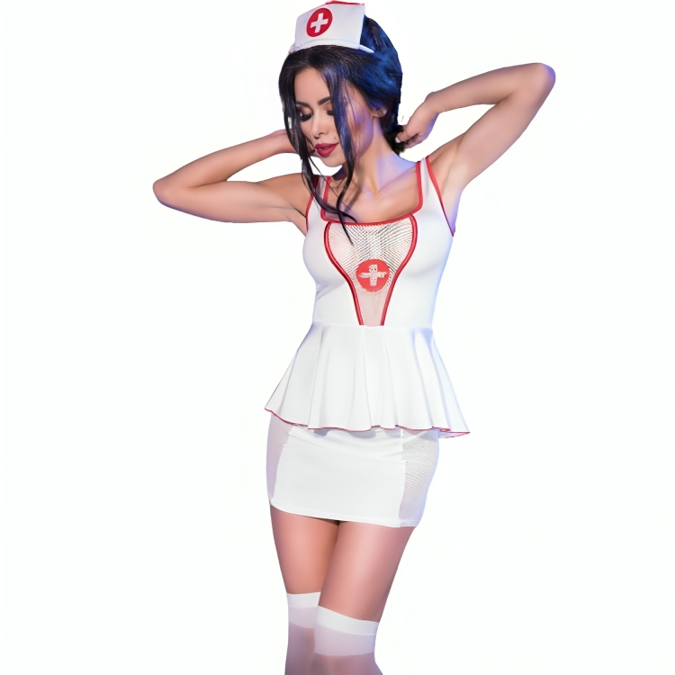 CHILIROSE - CR 4160 NURSE COSTUME TOP AND SKIRT S/M