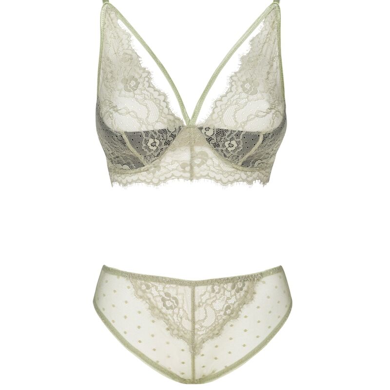 LIVCO CORSETTI FASHION - PINE LC 90667 REGGISENO + SLIP KHAKI L/XL - LIVCO CORSETTI SETS | Lingerie Harness Boutique