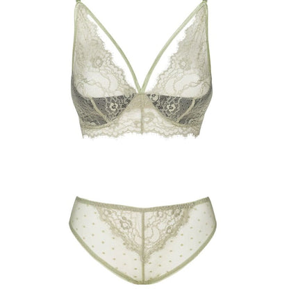 LIVCO CORSETTI FASHION - PINE LC 90667 REGGISENO + SLIP KHAKI L/XL - LIVCO CORSETTI SETS | Lingerie Harness Boutique
