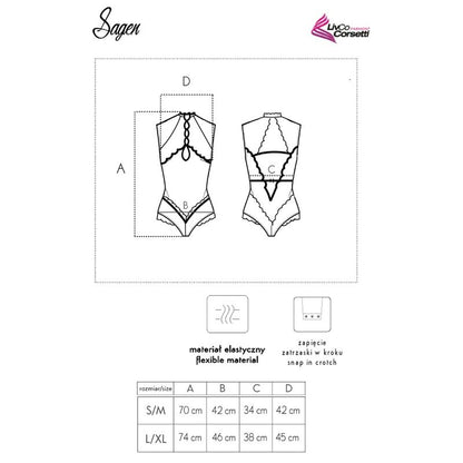 LIVCO CORSETTI FASHION - SAGEN LC 90694 BODY NERO L/XL - LIVCO CORSETTI BODIES | Lingerie Harness Boutique