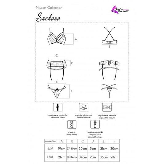 LIVCO CORSETTI FASHION - SNEHANA LC 90443 REGGISENO + REGGISENO + SLIP NERO L/XL - LIVCO CORSETTI SETS | Lingerie Harness Boutique