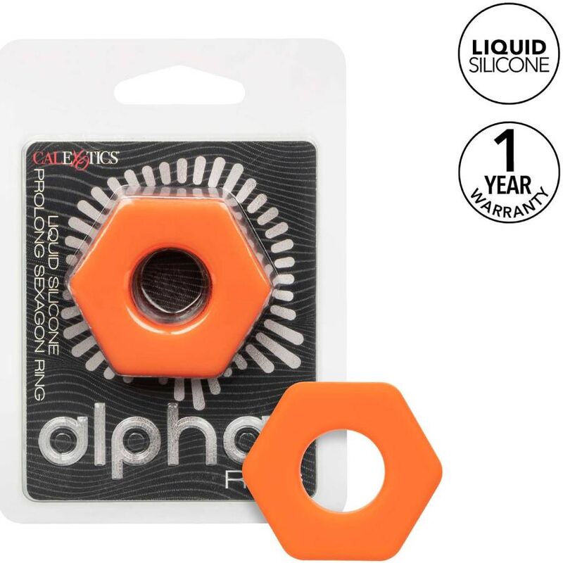 CALEXOTICS - ALPHA ANELLO PROLONG SEXAGON ARANCIONE - CALEXOTICS | Lingerie Harness Boutique