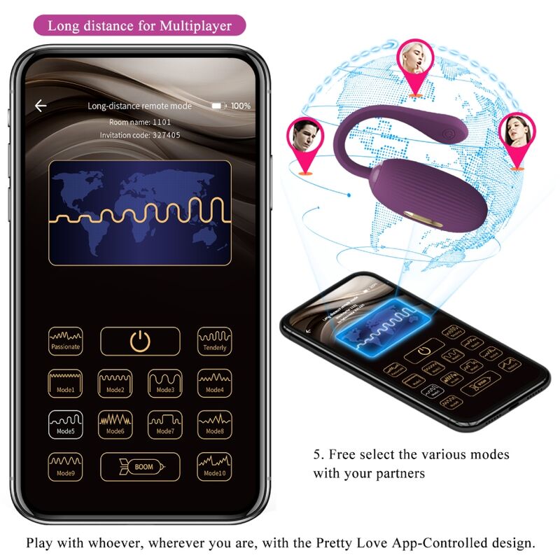 PRETTY LOVE - DOREEN UOVO VIBRANTE RICARICABILE VIOLA - PRETTY LOVE SMART | Lingerie Harness Boutique