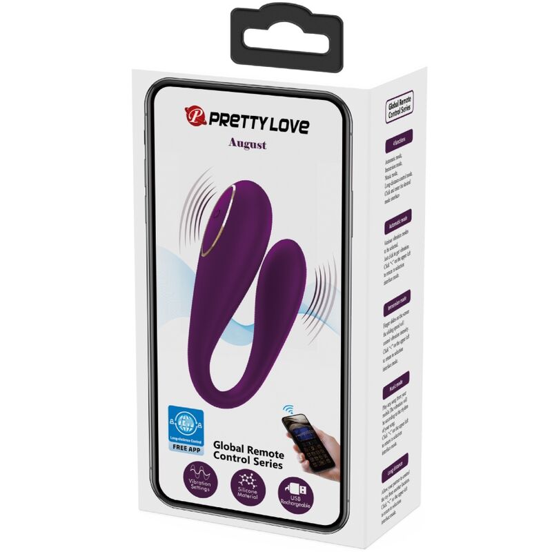 PRETTY LOVE - AUGUST VIBRATORE GLOBAL DOUBLE PLEASURE REMOTO - PRETTY LOVE C-TYPE | Lingerie Harness Boutique