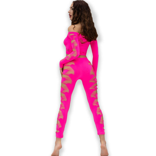 CHILIROSE - CR 4632 TOP E PANTALONE FUCSIA S/L - CHILIROSE SETS | Lingerie Harness Boutique