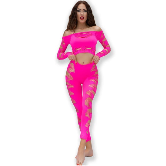 CHILIROSE - CR 4632 TOP E PANTALONE FUCSIA S/L - CHILIROSE SETS | Lingerie Harness Boutique