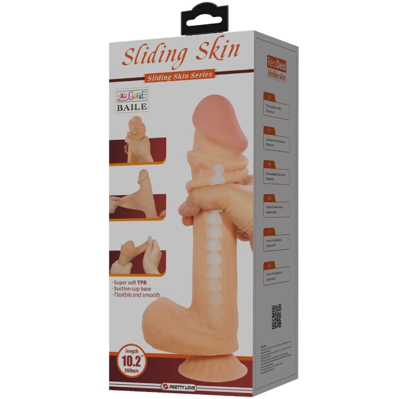 PRETTY LOVE - DILDO REALISTICO SLIDING SKIN SERIES CON VENTOSA SCORREVOLE DELLA PELLE FLESH 26 CM - PRETTY LOVE HIGH GRADE | Lingerie Harness Boutique