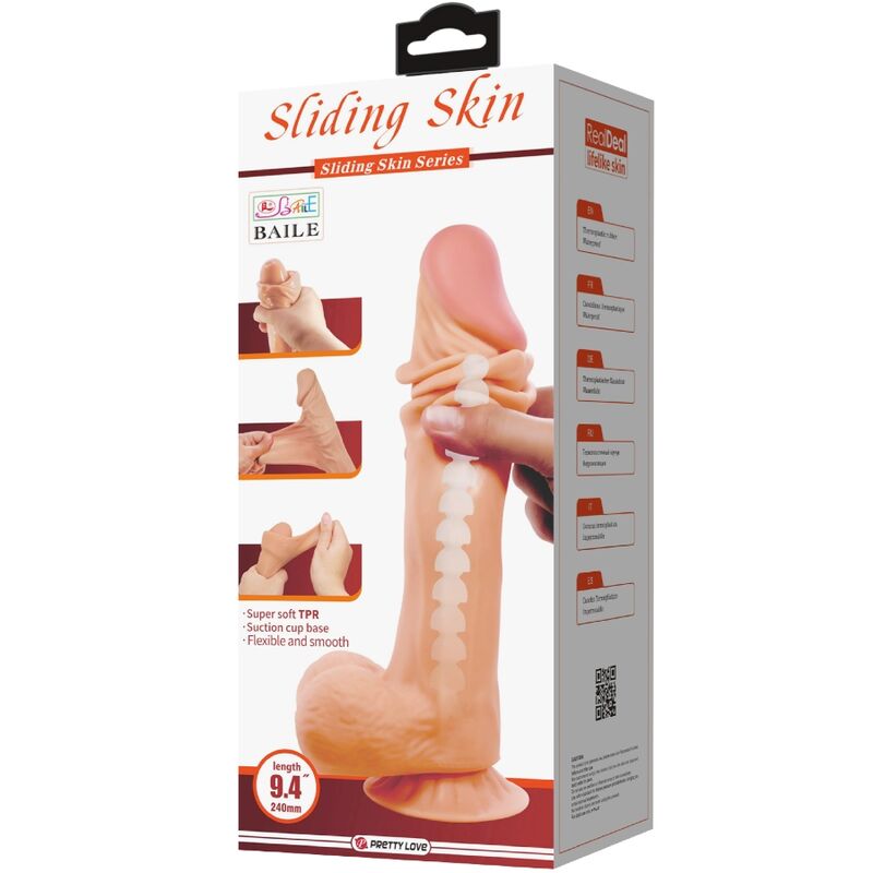 PRETTY LOVE - DILDO REALISTICO SLIDING SKIN SERIES CON VENTOSA SCORREVOLE DELLA PELLE 24 CM - PRETTY LOVE HIGH GRADE | Lingerie Harness Boutique
