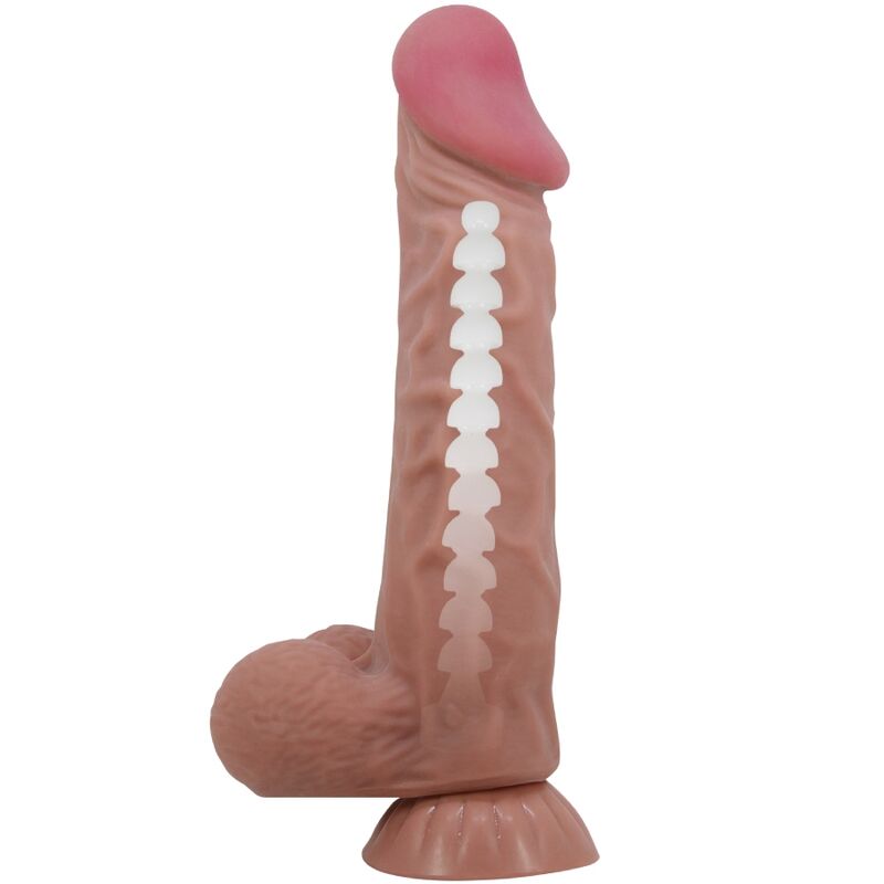 PRETTY LOVE - DILDO REALISTICO SLIDING SKIN SERIES CON VENTOSA SCORREVOLE DELLA PELLE MARRONE 24 CM - PRETTY LOVE HIGH GRADE | Lingerie Harness Boutique