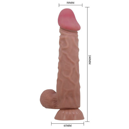PRETTY LOVE - DILDO REALISTICO SLIDING SKIN SERIES CON VENTOSA SCORREVOLE DELLA PELLE MARRONE 24 CM - PRETTY LOVE HIGH GRADE | Lingerie Harness Boutique