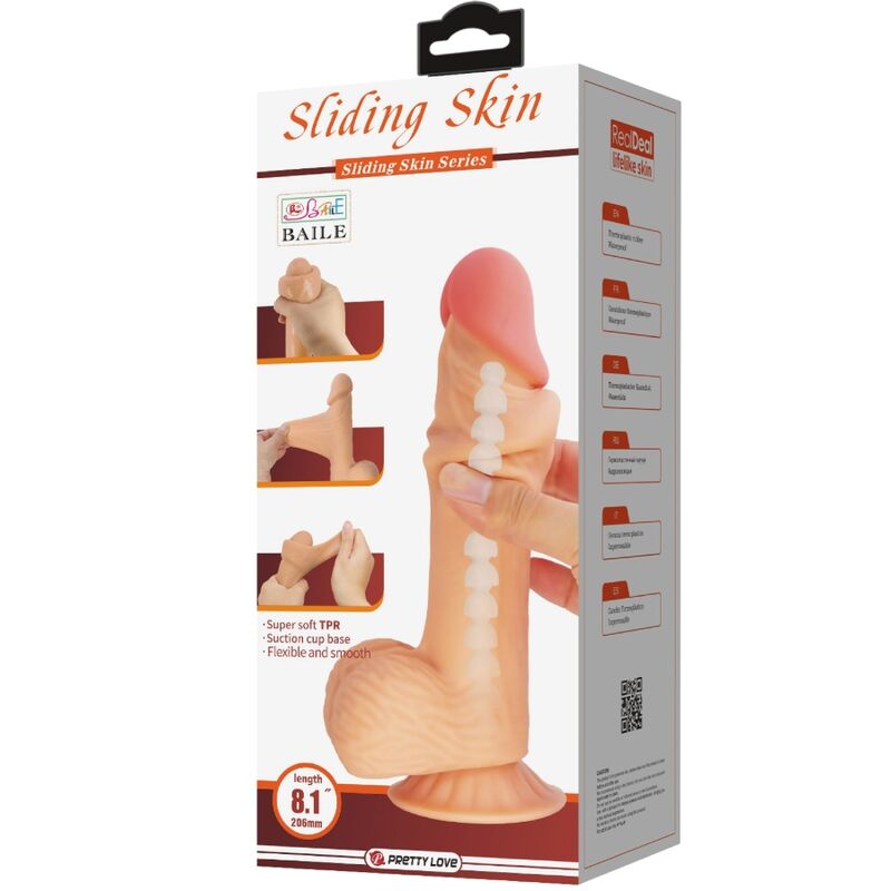 PRETTY LOVE - DILDO REALISTICO SLIDING SKIN SERIES CON VENTOSA SCORREVOLE DELLA PELLE 20,6 CM - PRETTY LOVE HIGH GRADE | Lingerie Harness Boutique