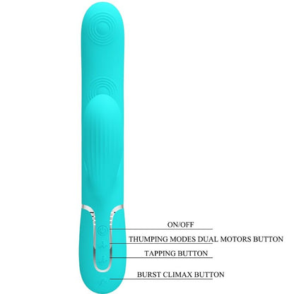 PRETTY LOVE - VIBRATORE MULTIFUNZIONE PERLITA 3 IN 1 G-SPOT VERDE ACQUA - PRETTY LOVE FLIRTATION | Lingerie Harness Boutique