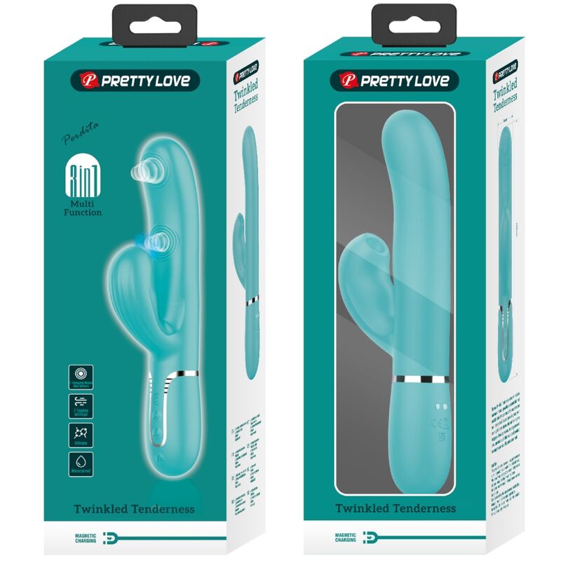 PRETTY LOVE - VIBRATORE MULTIFUNZIONE PERLITA 3 IN 1 G-SPOT VERDE ACQUA - PRETTY LOVE FLIRTATION | Lingerie Harness Boutique