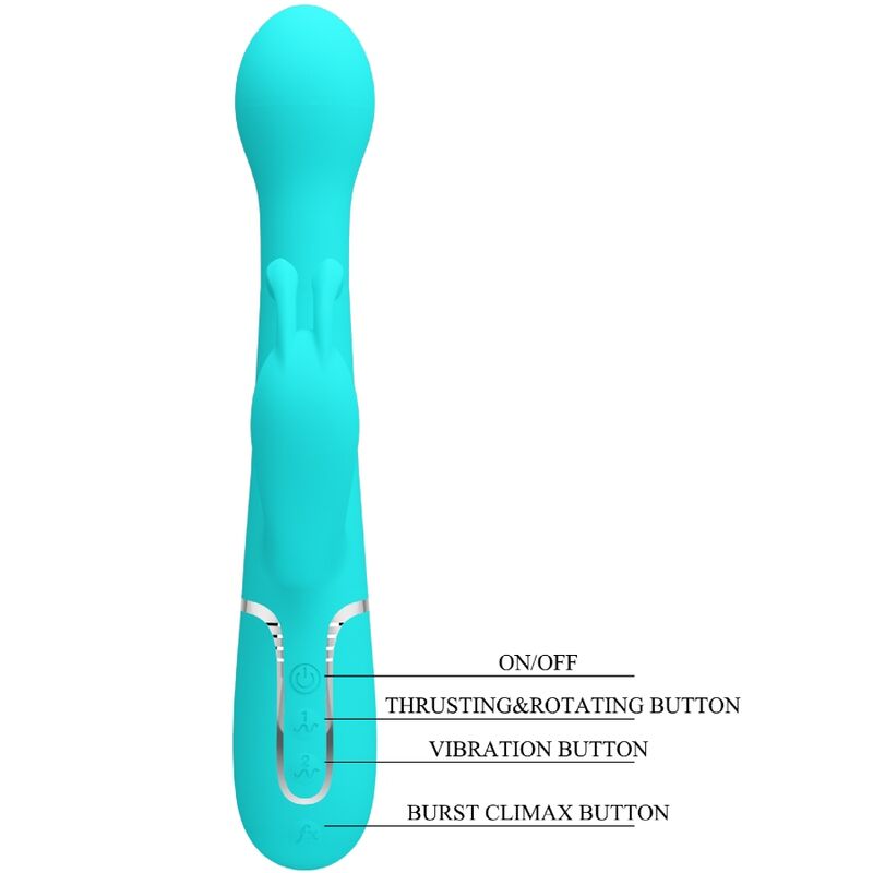 PRETTY LOVE - DEJON RABBIT 3 IN 1 MULTIFUNCTIONAL VIBRATOR AQUA GREEN