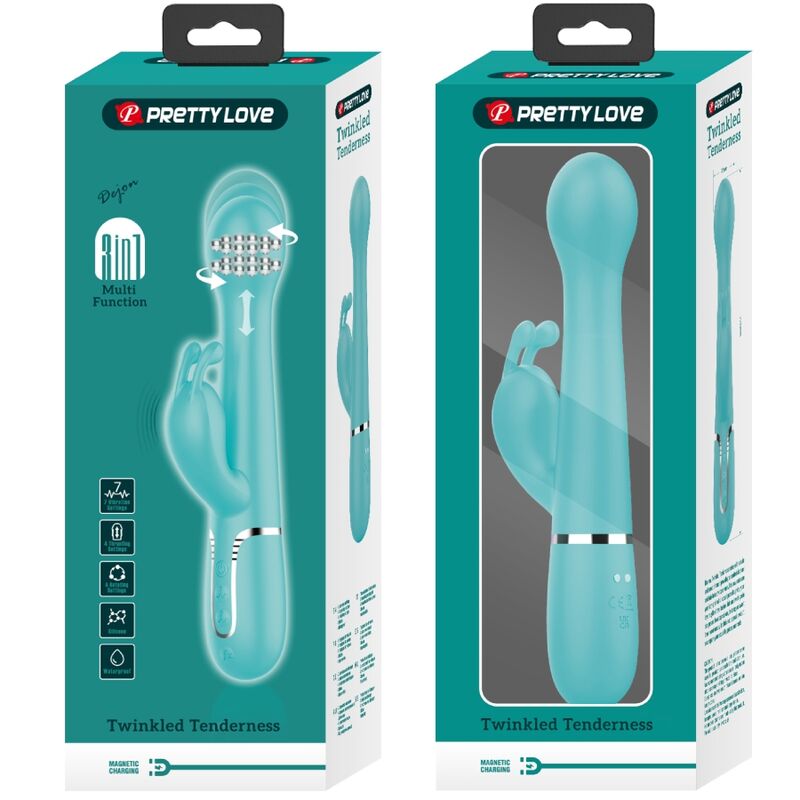 PRETTY LOVE - DEJON RABBIT 3 IN 1 MULTIFUNCTIONAL VIBRATOR AQUA GREEN