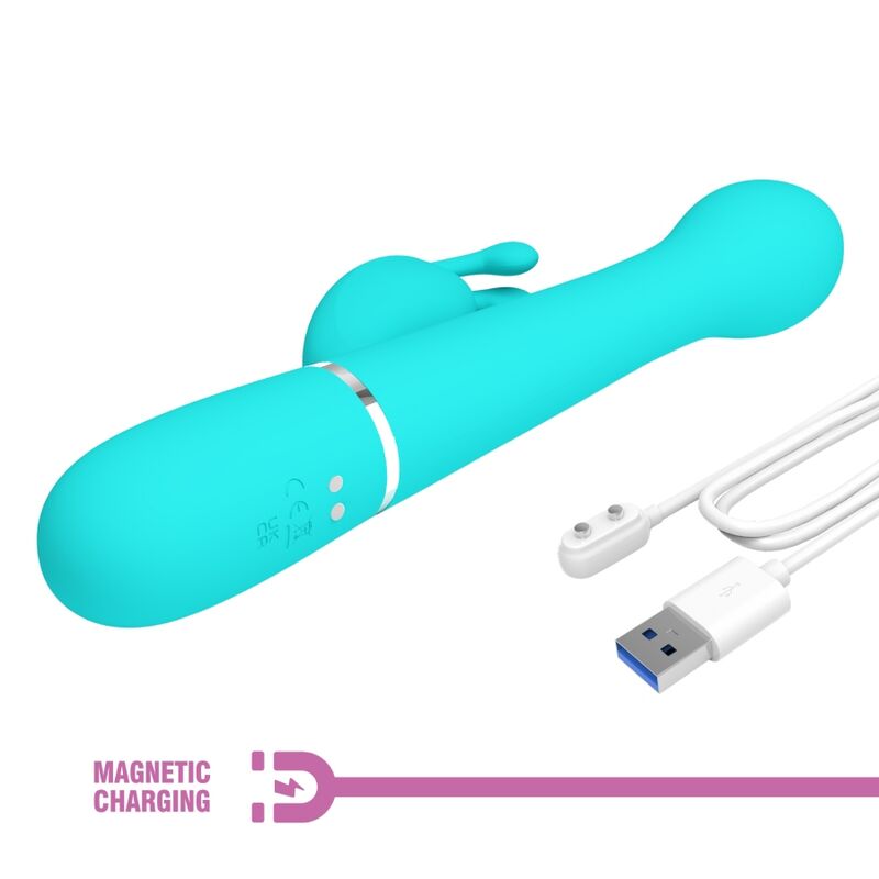 PRETTY LOVE - DEJON RABBIT 3 IN 1 MULTIFUNCTIONAL VIBRATOR AQUA GREEN