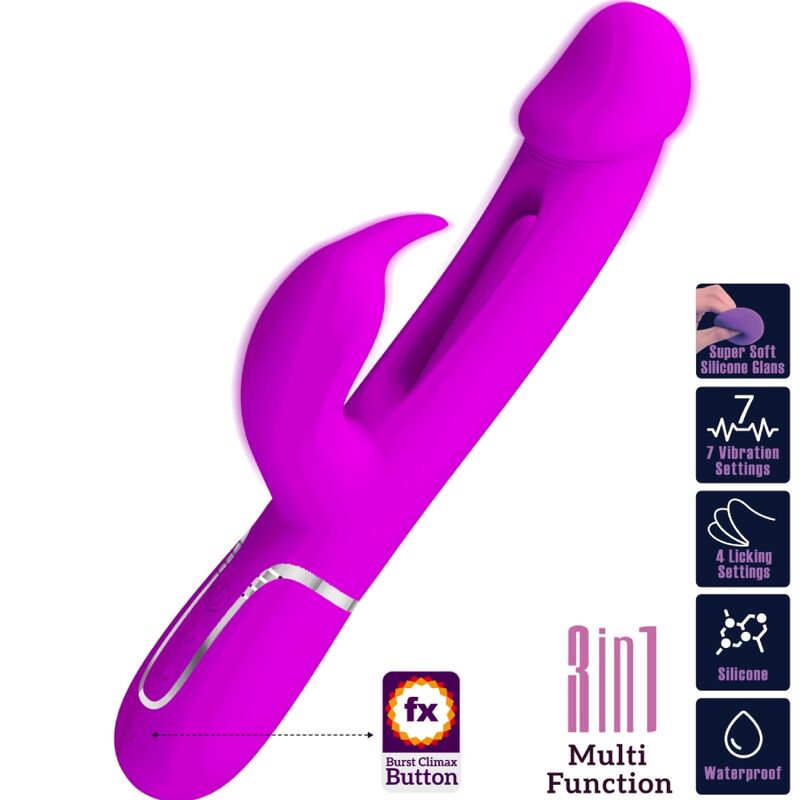 PRETTY LOVE - DEJON RABBIT 3 IN 1 MULTIFUNCTIONAL VIBRATOR FUCHSIA