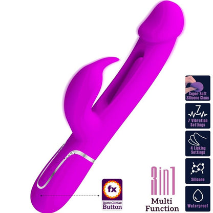PRETTY LOVE - VIBRATORE DEJON RABBIT 3 IN 1 MULTIFUNZIONE FUCSIA - PRETTY LOVE FLIRTATION | Lingerie Harness Boutique