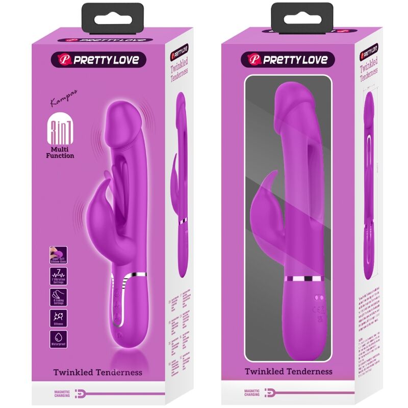 PRETTY LOVE - DEJON RABBIT 3 IN 1 MULTIFUNCTIONAL VIBRATOR FUCHSIA