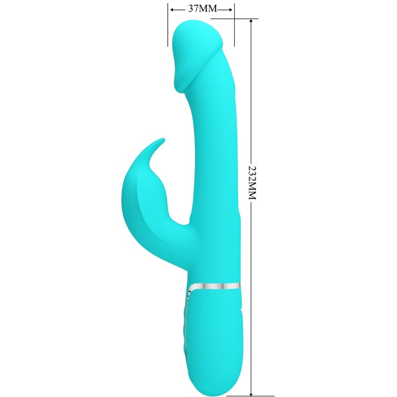 PRETTY LOVE - DEJON RABBIT 3 IN 1 MULTIFUNCTIONAL VIBRATOR AQUA GREEN