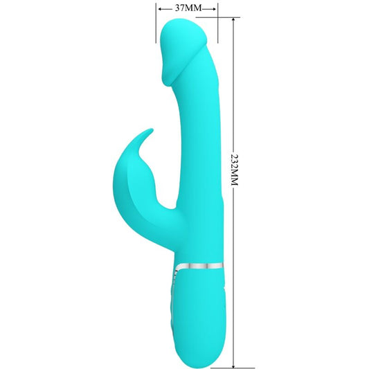 PRETTY LOVE - DEJON RABBIT 3 IN 1 MULTIFUNCTIONAL VIBRATOR AQUA GREEN