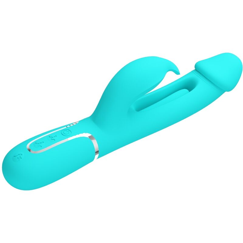 PRETTY LOVE - DEJON RABBIT 3 IN 1 MULTIFUNCTIONAL VIBRATOR AQUA GREEN