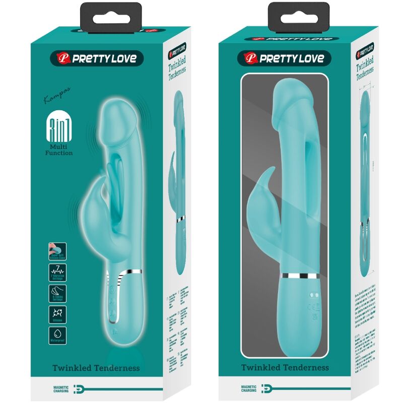 PRETTY LOVE - DEJON RABBIT 3 IN 1 MULTIFUNCTIONAL VIBRATOR AQUA GREEN