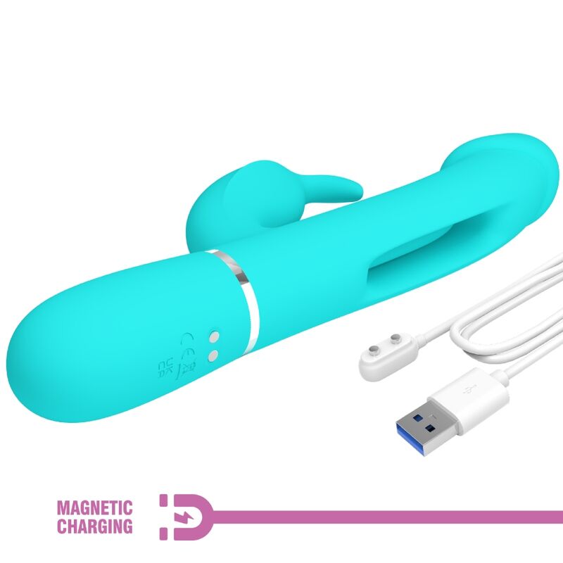 PRETTY LOVE - DEJON RABBIT 3 IN 1 MULTIFUNCTIONAL VIBRATOR AQUA GREEN