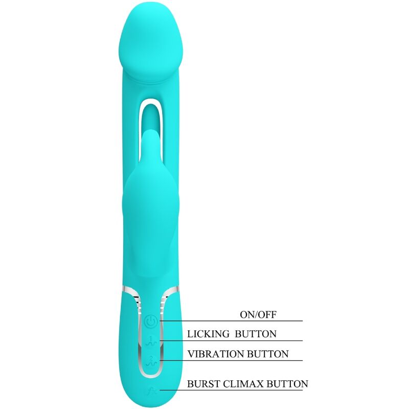 PRETTY LOVE - DEJON RABBIT 3 IN 1 MULTIFUNCTIONAL VIBRATOR AQUA GREEN